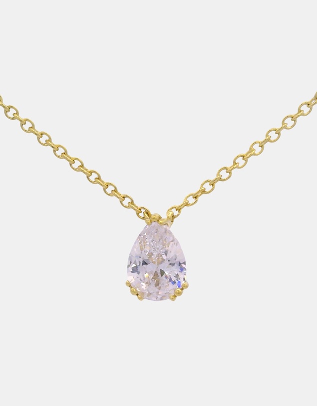 Georgini - Georgini Elegant Essentials 7mm Pear Cut Hidden Halo Pendant Gold