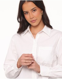 Petal & Pup - Bronagh Cropped Button Up Shirt - White