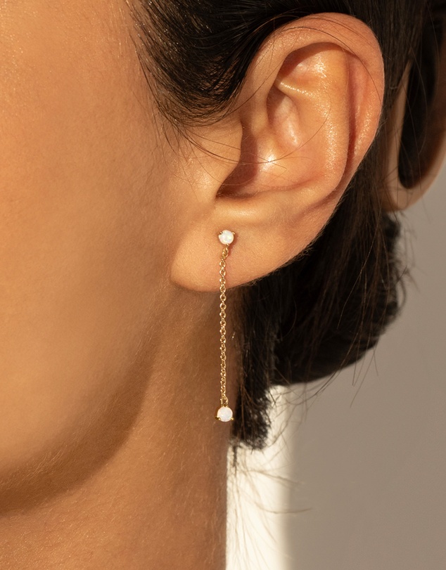 Mestige - Bello White Opal Earrings - 18K Gold Plated