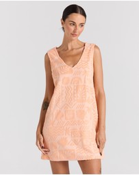 Poolside Paradiso - Mai Tai V Tunic Towelling Dress - Peach