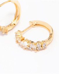 Lovisa - Gold Plated Cubic Zirconia Oval Cluster Hoop Earrings