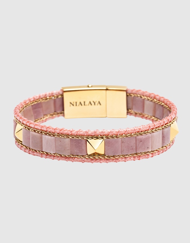 Nialaya Jewellery - Rhodonite Stud Bracelet