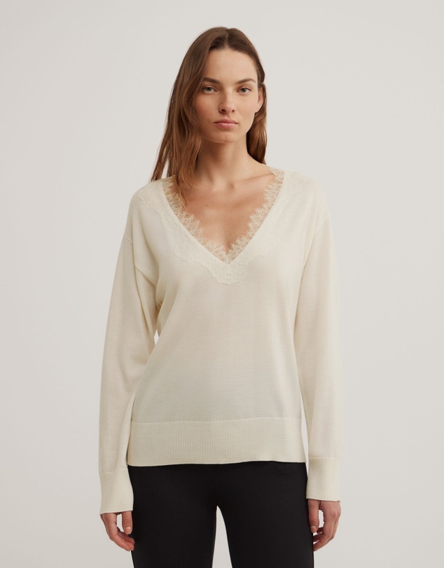 Witchery - Lace Detail V-neck Knit