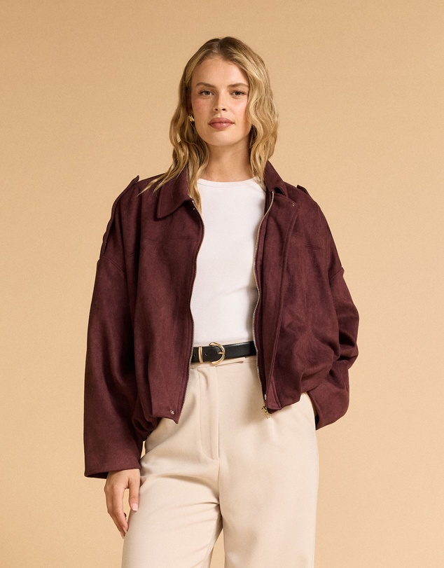 MVN - Faux Suede Bomber Jacket