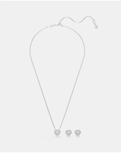 Swarovski - Ariana Grande X Swarovski Set, Mixed Cuts, Heart, White, Rhodium Plated