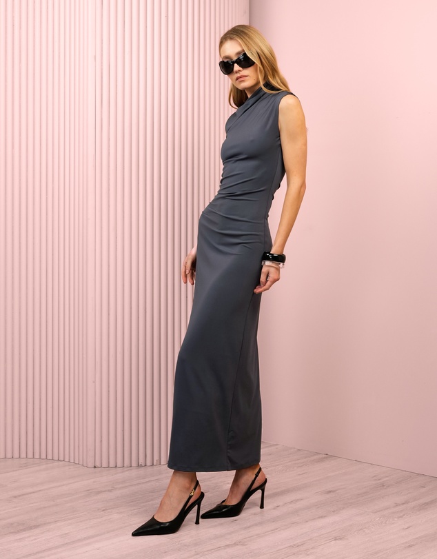 Azzurielle - Winter Sleeveless Ruched Dress