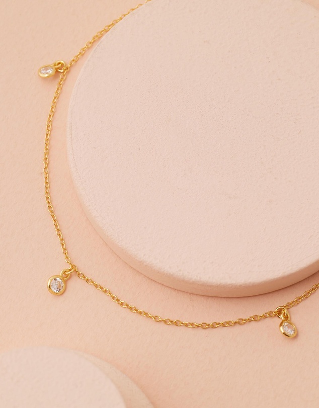 Bianc - Scattered CZ Bezel Drop Necklace