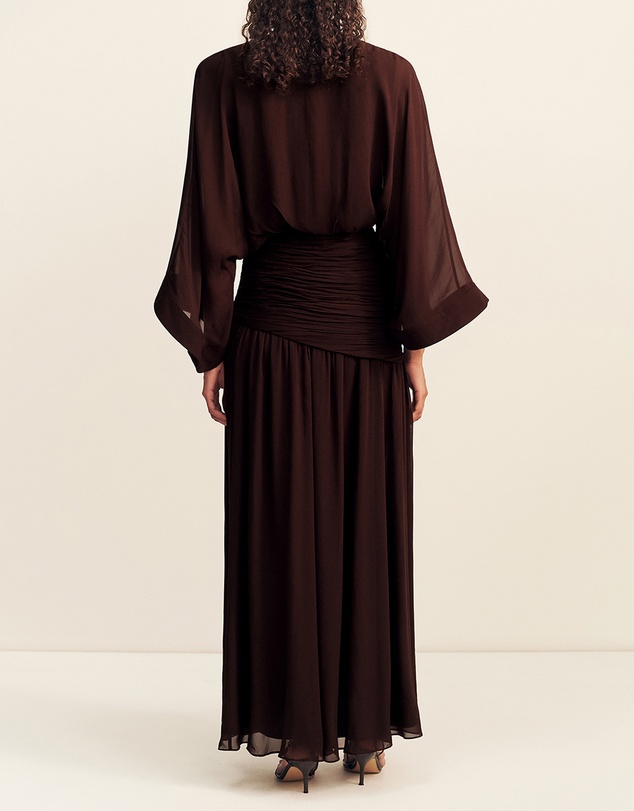 Shona Joy - Amina Balloon Sleeve Plunged Maxi Dress