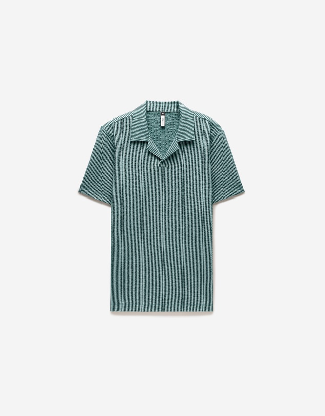 Calibre - Striped Seersucker Knit Polo Sea Green