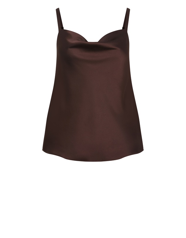 City Chic - Plus size Cowl Neck Satin Cami - truffle