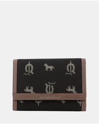 Pierre Cardin - Pierre Cardin Canvas Print/Leather Trim Bi-Fold Flap Wallet