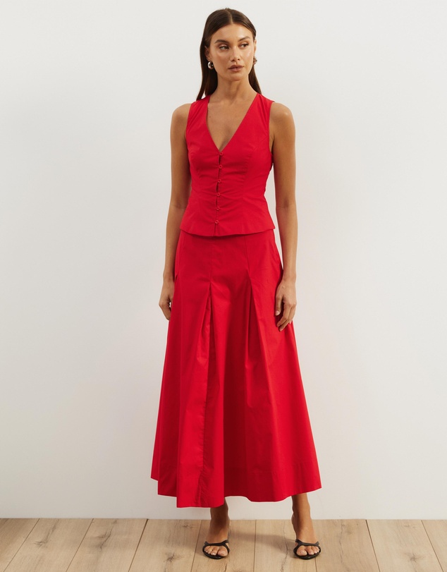Atmos&Here - Maren Cotton Pleated Maxi Skirt
