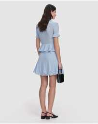 Self Portrait - Pointelle Peplum Knit Mini Dress