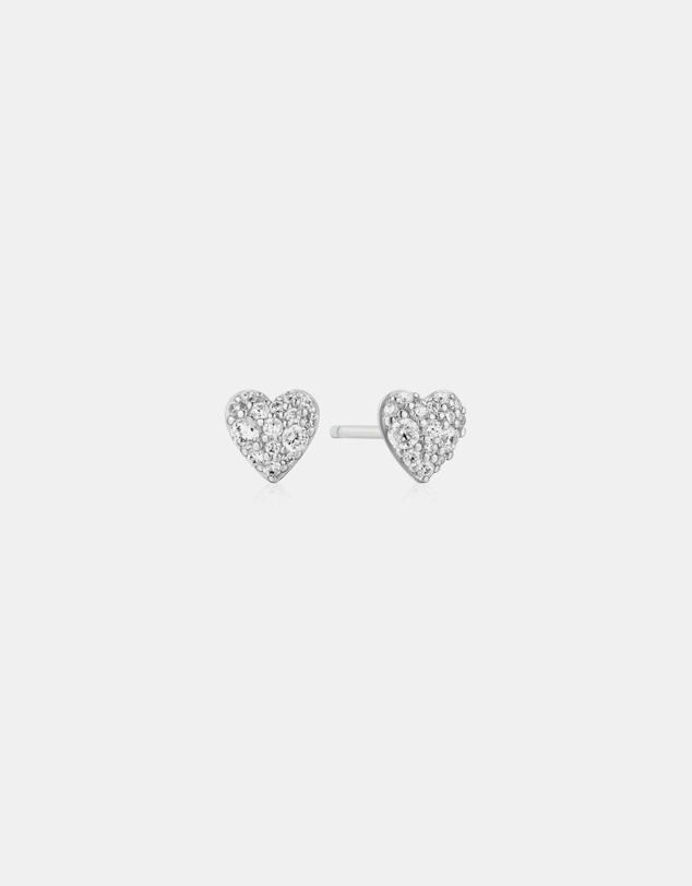 Ania Haie - Ania Haie Silver Pave Heart Stud Earrings