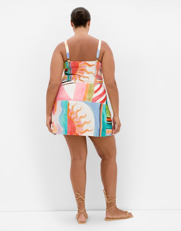 City Chic - Plus size Jess Sunlit Print Mini Dress - peachy pink