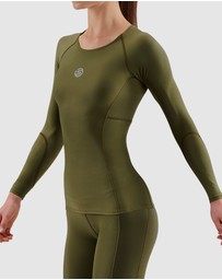 SKINS - SKINS Compression Women's Series-3 Active Long Sleeve Top Khaki