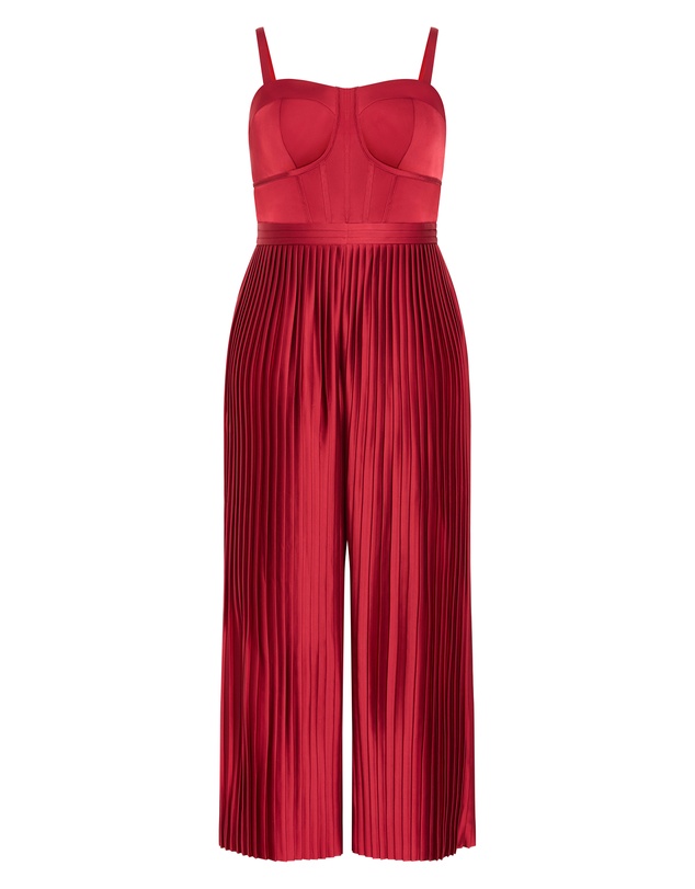 City Chic - Palazzo Pleat Jumpsuit