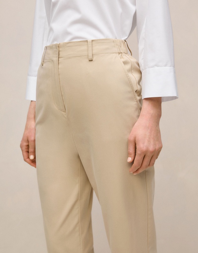 Trenery - Cotton Blend Straight Leg Pant in Sand