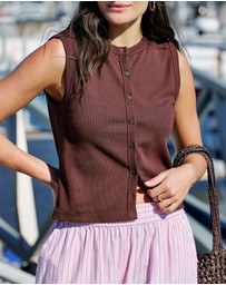 Ceres Life - Lyla Button Through Rib Tank