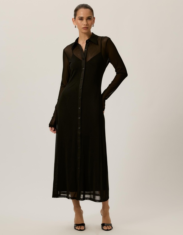 Tussah - Bonnie Ruched Waist Collar Midi Dress