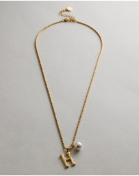 Zahar - Pearl Letter H Necklace