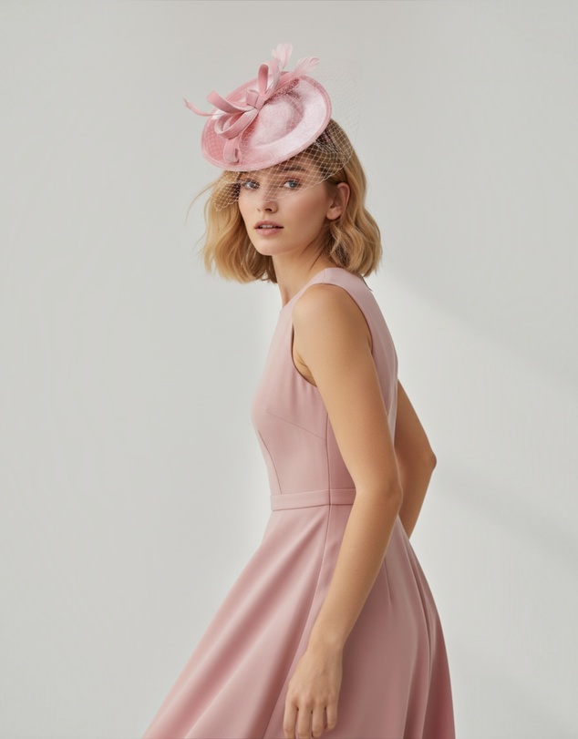 Mossée - Elodie Blush Veil Fascinator