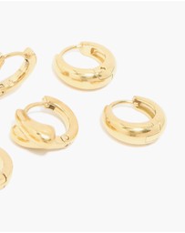 Lovisa - Waterproof Gold Plated Stainless Steel Chunky Huggie Earrings 3-Pack