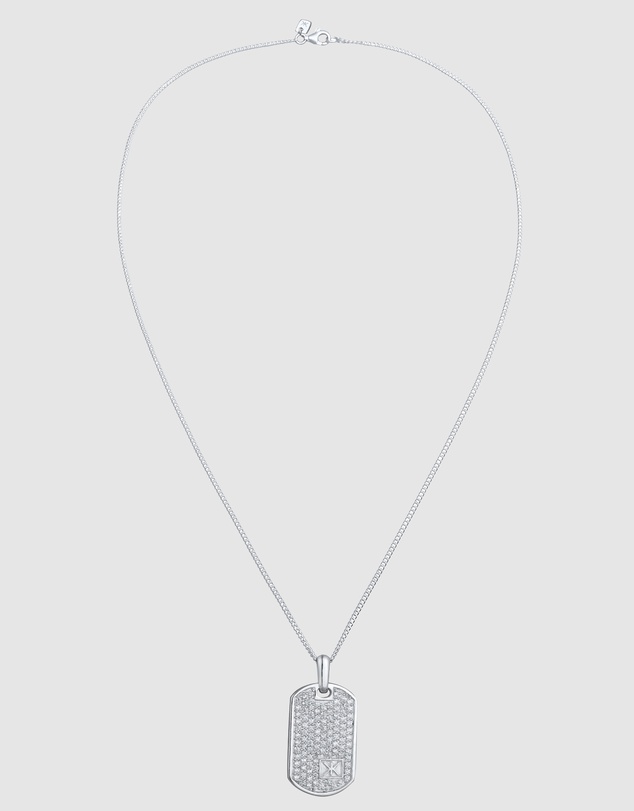 Kuzzoi - ICONIC EXCLUSIVE - Hammered Dog Tag Pendant Necklace in 925 Silver