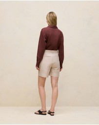Trenery - Yarn Dyed Stretch Cotton Tailored Short in Flax