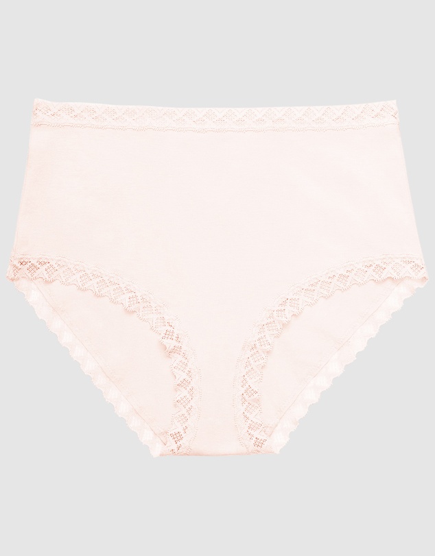 Natori - Bliss Lace Trim Pima Cotton High Waist Full Brief
