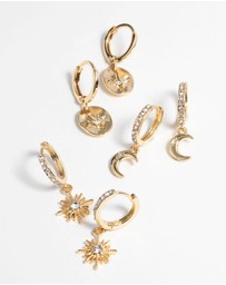 Lovisa - Gold Plated Celestial Huggie Hoop Earring Pack