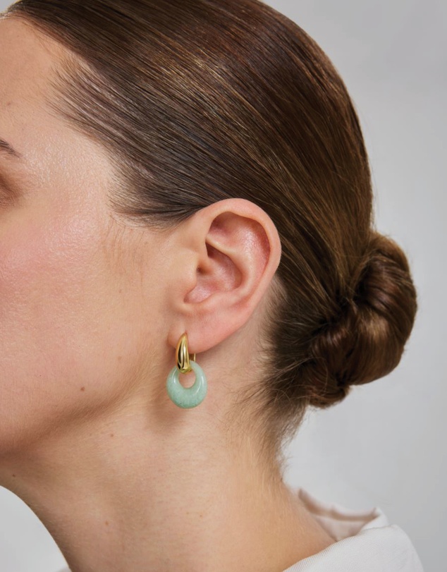 Ania Haie - Gold Hollow Amazonite Organic Pebble Drop Earrings