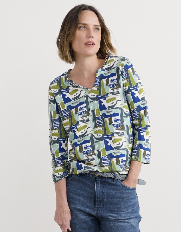 Seasalt - Seasalt Cornwall Green 3/4 Kellow Top