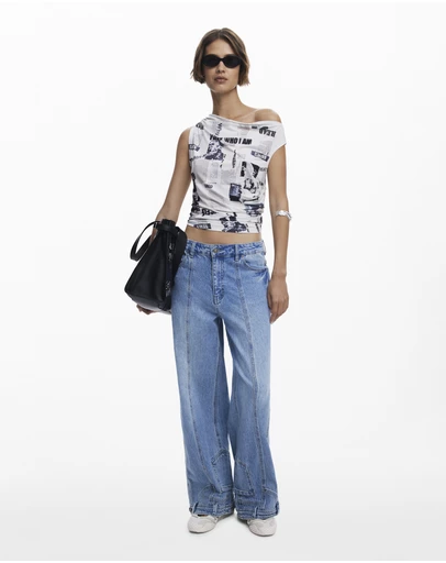 Desigual - Draped newspaper T-shirt