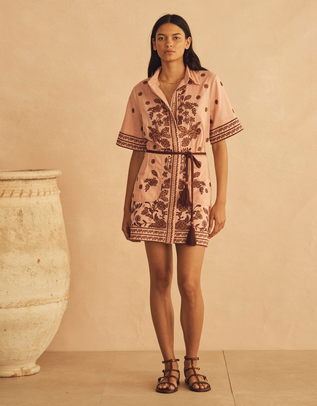 AUR OCEA - Embroidered Mini Shirt Dress