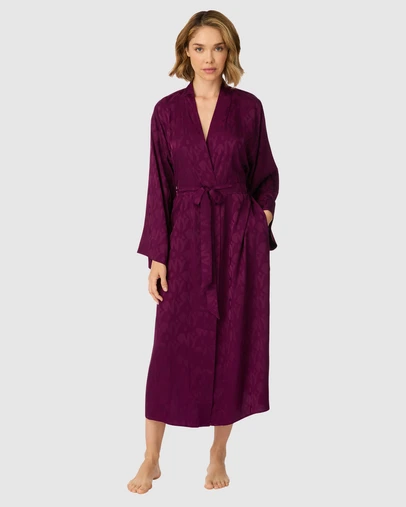 DKNY - Logo Satin Midi-Length Belted Lounge Robe
