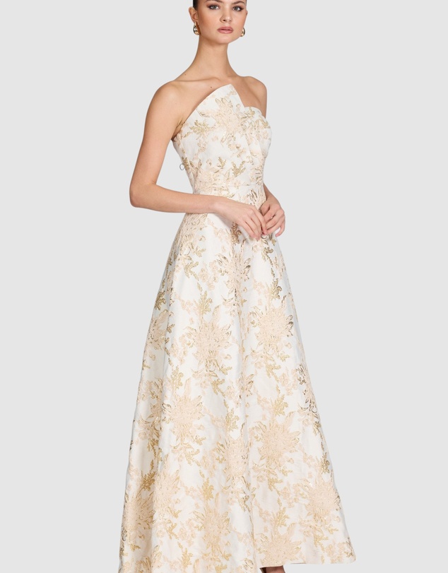 Romance by Honey and Beau - Matteau Pleated Off Shoulder Dress