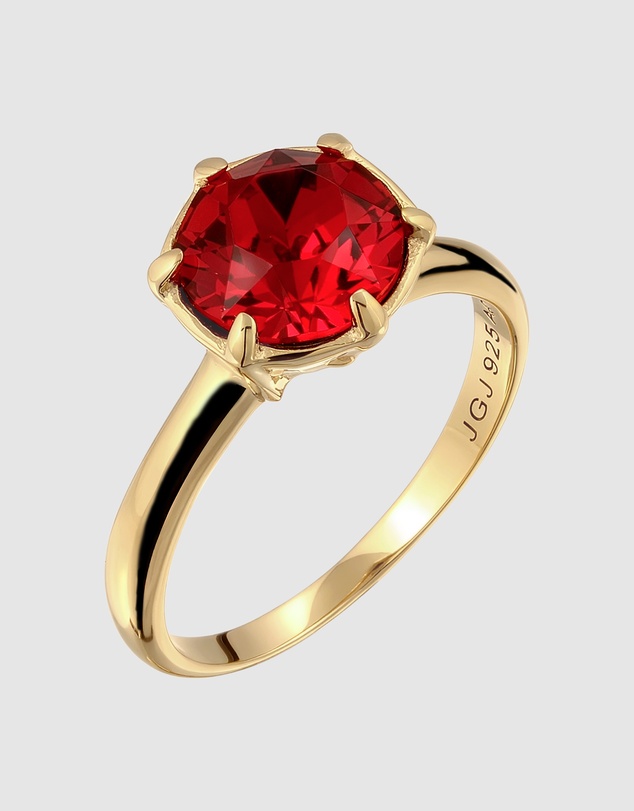Elli Jewelry - Red Crystal Ring in Gold-Plated 925 Silver