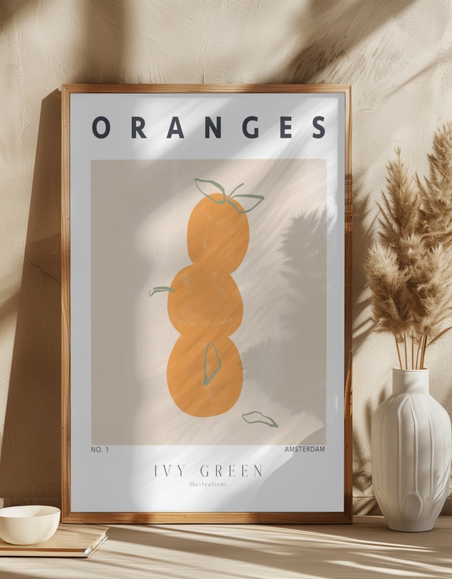 Olive et Oriel - Oranges by Ivy Green Illustrations Art Print