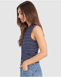Good American - Modal Rib Stripe Button Up Top