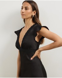 Atmos&Here - Becca Lace Trim Satin Maxi Dress