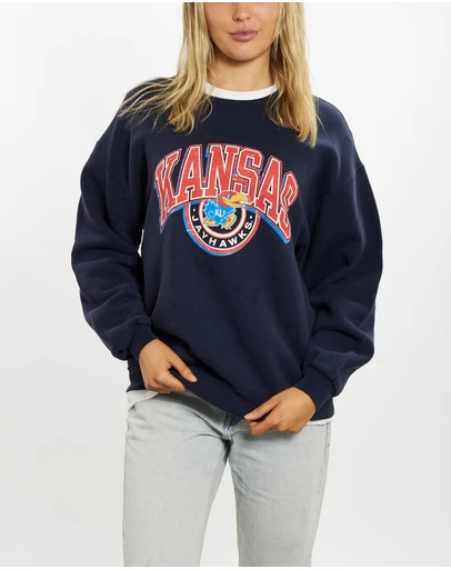 Vintage by The Real Deal - Pre Loved - 90s NCAA University of Kansas Jayhawks Sweatshirt