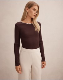 Forever New - Rebecca Scallop Long Sleeves Top