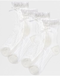 High Heel Jungle - The Coquette Sheer Ribbon Socks - 2 Pairs