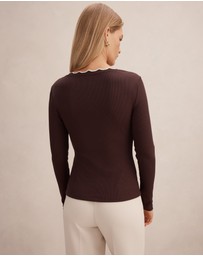 Forever New - Rebecca Scallop Long Sleeves Top