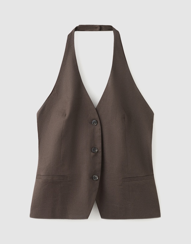 M.N.G - Halter Neck Linen Waistcoat