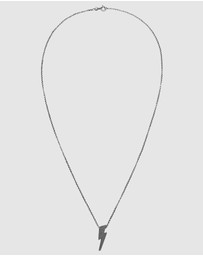 Kuzzoi - ICONIC EXCLUSIVE - Necklace Men Lightning Bolt Pendant Oxidised in 925 Sterling Silver