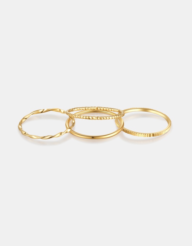 Mestige - Illusion Stackable Ring Set - 18K Gold Plated