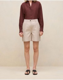 Trenery - Yarn Dyed Stretch Cotton Tailored Short in Flax