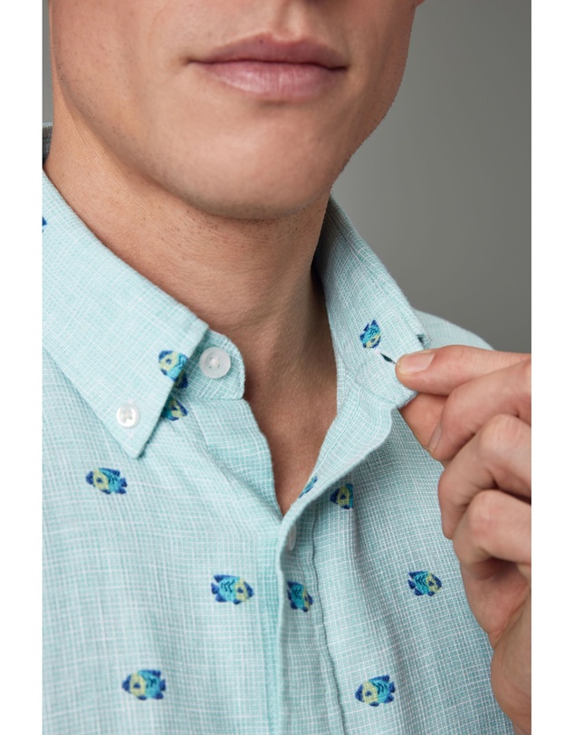 NEXT - Linen Blend Printed Short Sleeve Shirt